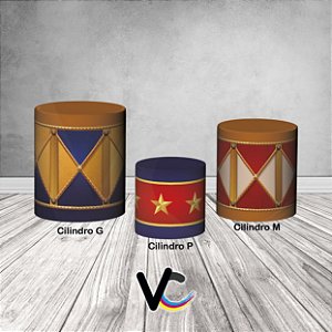 Trio De Capas De Cilindro 3d - Circo Azul e Vermelho