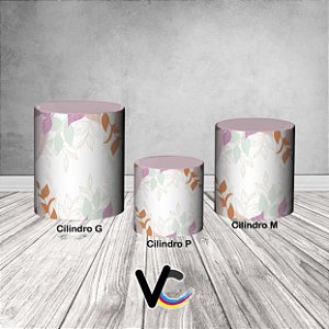 Trio De Capas De Cilindro 3d - Dinossauro com Flores