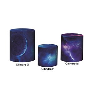 Trio De Capas De Cilindro 3d - Galáxia Azul Planetas