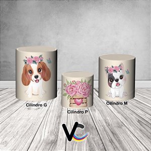 Trio De Capas De Cilindro 3d - Cachorrinhas Pet Cute