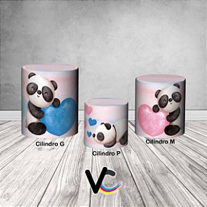 Trio De Capas De Cilindro 3d - Chá Revelação Panda