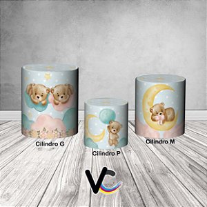 Trio De Capas De Cilindro 3d - Ursinhos Revelação Cute Bears