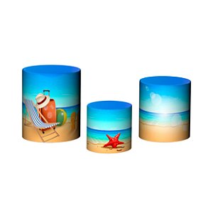 Trio De Capas De Cilindro 3d - Praia Beach