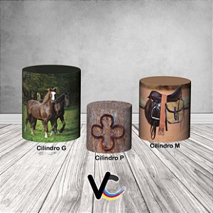 Trio De Capas De Cilindro 3d - Cavalo Fazenda