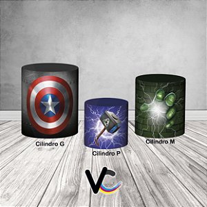 Trio De Capas De Cilindro 3d - Avengers Vingadores Cidade de Noite