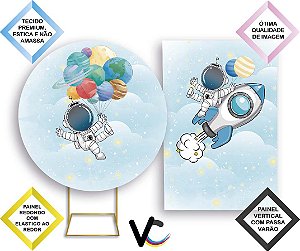 Painel Redondo + Painel Vertical - Astronauta Galaxia Cute Balões