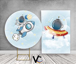 Painel Redondo + Painel Vertical - Astronauta Galaxia Cute