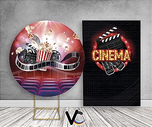 Painel Redondo + Painel Vertical - Sala de Cinema Pipoca Claquete