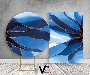 Painel Redondo + Painel Vertical - Efeito Marmore Azul