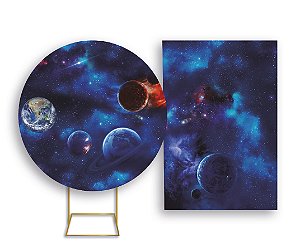 Painel Redondo + Painel Vertical - Galáxia Azul Planetas