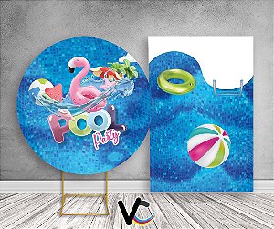 Painel Redondo + Painel Vertical - Pool Party Piscina Flamingo