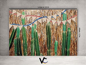 Fundo Fotográfico 2,20 X 1,50 - Festa Junina Arraiá Cactus