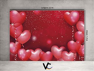 Fundo Fotográfico 2,20 X 1,50 - Balões de Corações Vermelhos