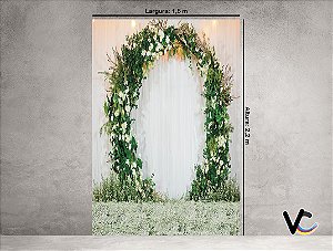Fundo Fotográfico 1,50 X 2,20 - Namorados Arco de Flores Branca