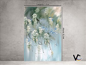 Fundo Fotográfico 1,50 X 2,20 - Gestante Flores Brancas Fine Art
