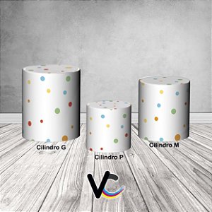 Trio De Capas De Cilindro 3d - Bolinhas Coloridas 2