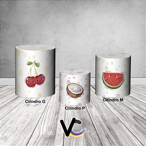 Trio De Capas De Cilindro 3d - Frutinhas Aquarela