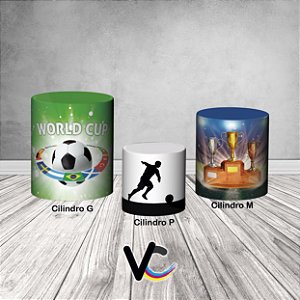 Trio De Capas De Cilindro 3d - Futebol Copa Do Mundo Bola