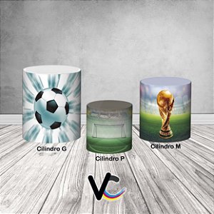 Trio De Capas De Cilindro 3d - Futebol Gol e Bola