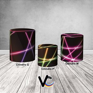 Trio De Capas De Cilindro 3d - Fios Neon