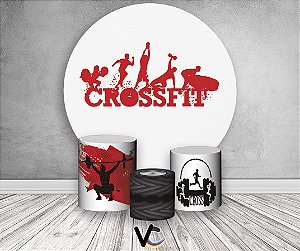 Painel de Festa 3d + Trio Capa Cilindro - Crossfit Vermelho