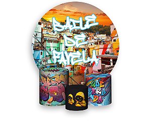 Painel de Festa 3d + Trio Capa Cilindro - Baile de Favela