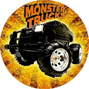 Painel de Festa em Tecido - Monster Truck Amarelo