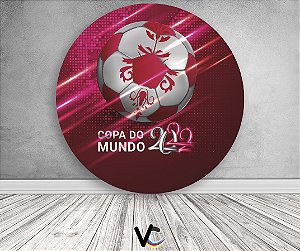 Painel de Festa em Tecido - Bola De Futebol Copa Do Mundo Qatar 2022