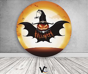 Painel de Festa em Tecido - Halloween Abóbora Morcego
