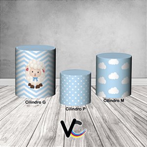 Trio De Capas De Cilindro 3d - Ovelhinha Azul