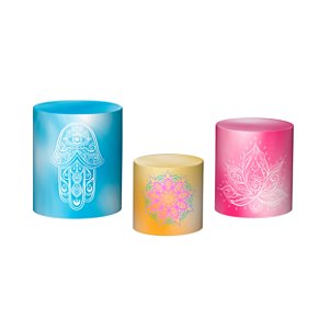 Trio De Capas De Cilindro 3d - Tie Dye Mandala Hippie