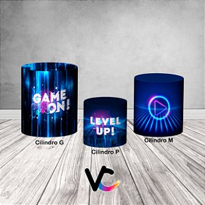 Trio De Capas De Cilindro 3d - Vídeo Game Cidade Azul