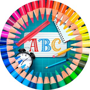 Painel de Festa em Tecido - Lápis Coloridos Escola ABC 08