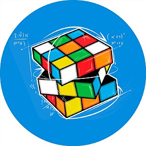Painel de Festa em Tecido - Cubo Mágico Matemático