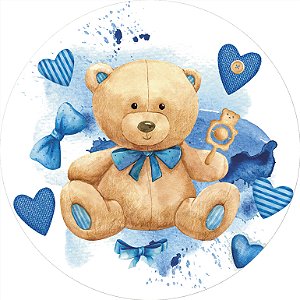 Painel de Festa em Tecido - Chá de Bebê Ursinho Azul Aquarela