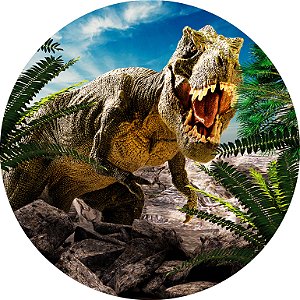Painel de Festa em Tecido - Dinossauro Floresta Realista