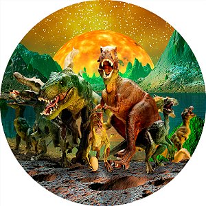 Painel de Festa em Tecido - Redondo Planeta Dinossauros
