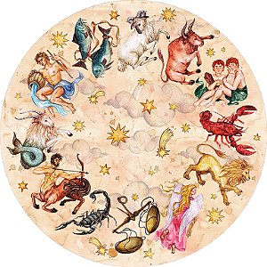 Painel de Festa em Tecido - Signo do Zodíaco Pintura Aquarela