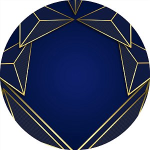 Painel de Festa em Tecido - Azul Geométrico Dourado
