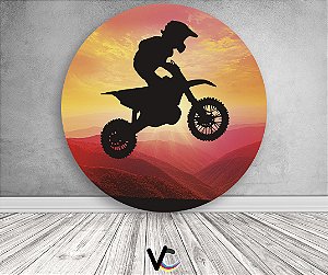 Painel de Festa em Tecido - Motocross Pôr-do-sol