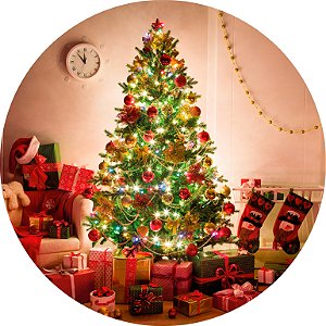Painel de Festa em Tecido - Sala de Estar Árvore de Natal