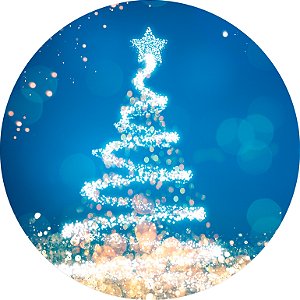 Painel de Festa em Tecido - Árvore Efeito Glitter Natal Azul