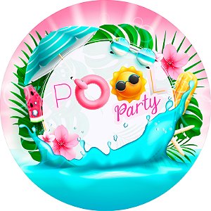 Painel de Festa em Tecido - Pool Party Piscina Rosa Verão