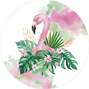 Painel de Festa em Tecido - Flamingo Rosa Aquarela