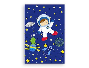 Painel De Festa 3d Vertical 1,50x2,20 - Astronauta na Galáxia Azul Flat