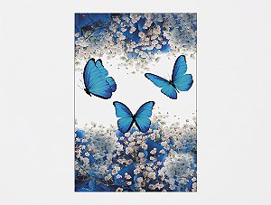 Painel De Festa 3d Vertical 1,50x2,20 - Borboleta Azul Floral