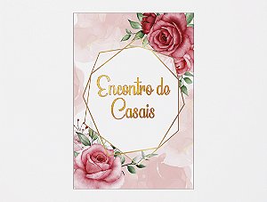Painel De Festa 3d Vertical 1,50x2,20 - Encontro de Casais Rosa Floral