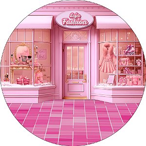 Painel de Festa em Tecido - Fachada Loja de Boneca Rosa Fashion 1