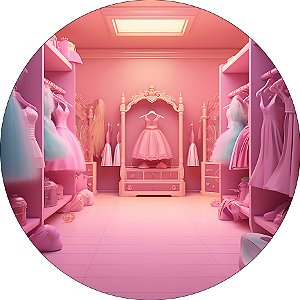 Painel de Festa em Tecido - Quarto Closet de Boneca Rosa Fashion