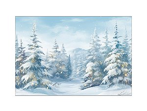 Fundo Fotográfico 2,20 X 1,50 - Natal Floresta de Neve Iluminada